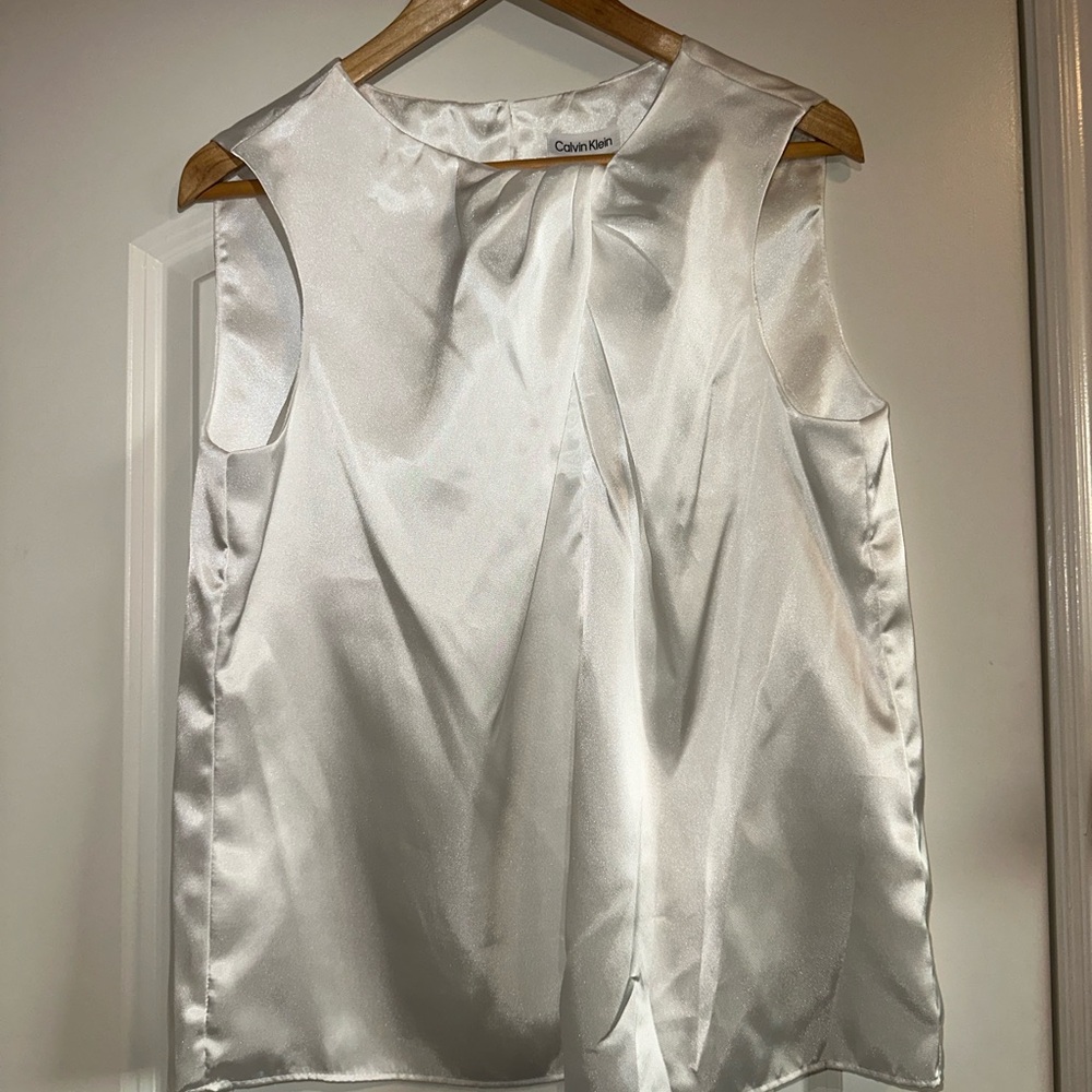 Calvin Klein Women's Cream Satin Blouse